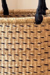 Natural w/ Black Horizontal Dashes Laundry Hamper - Sumiye Co
