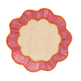 Decorative placemat with pink and orange rim on a white background