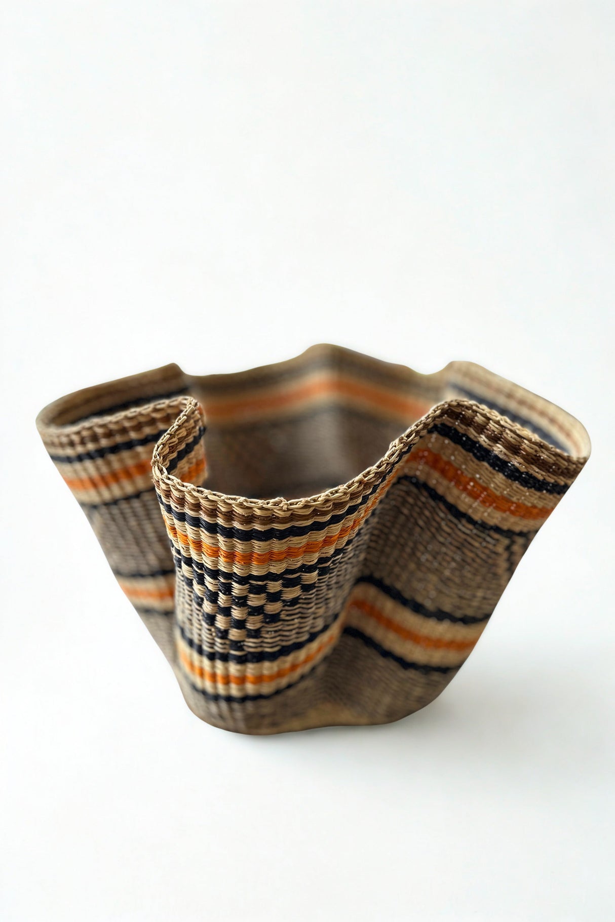 Handwoven Wave Basket - Earth Colors - Sumiye Co