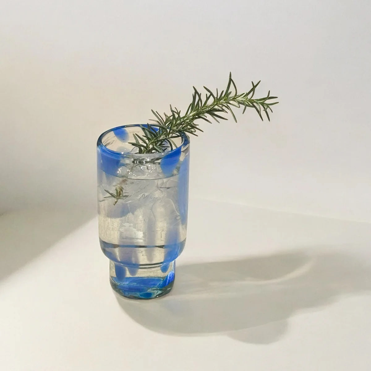 S/4 Frida Tall  Stackable Glass - Blue & Clear