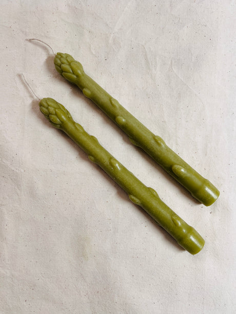 Handcrafted Asparagus Candles – Botanical Taper Candles – Set of 2 - Sumiye Co