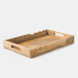 Scalloped Elegance Handcrafted Wooden Serving Tray - Sumiye Co