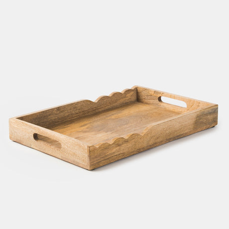 Scalloped Elegance Handcrafted Wooden Serving Tray - Sumiye Co