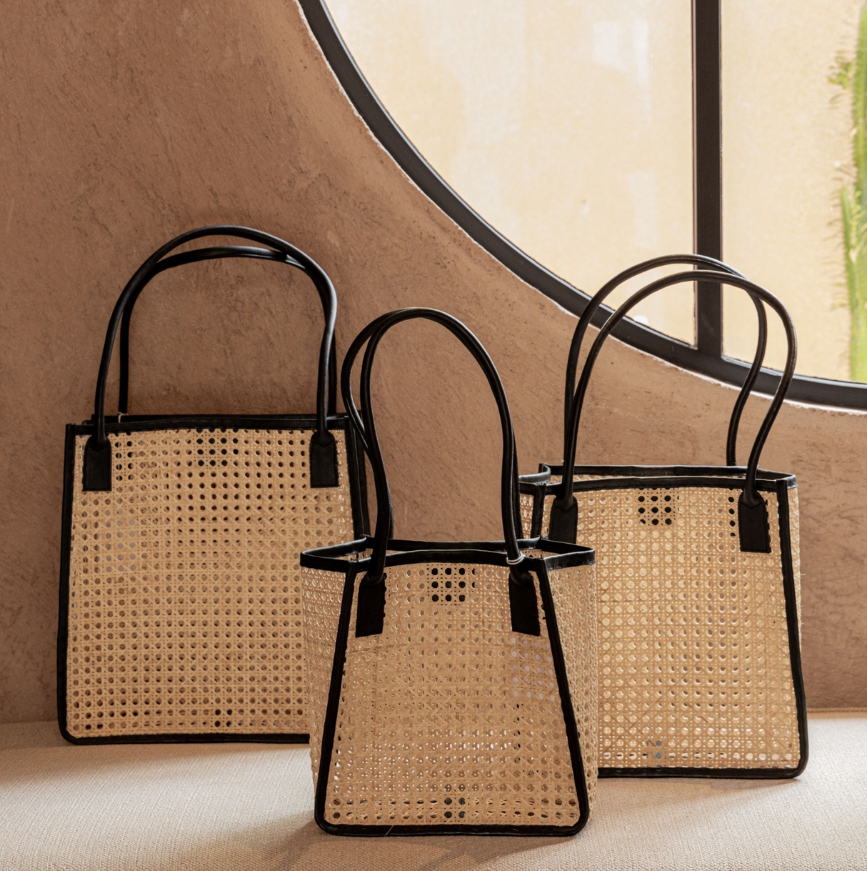 Citra Leather and Rattan Tote Bag - Sumiye Co