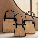 Citra Leather and Rattan Tote Bag - Sumiye Co