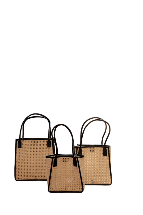 Citra Leather and Rattan Tote Bag - Sumiye Co