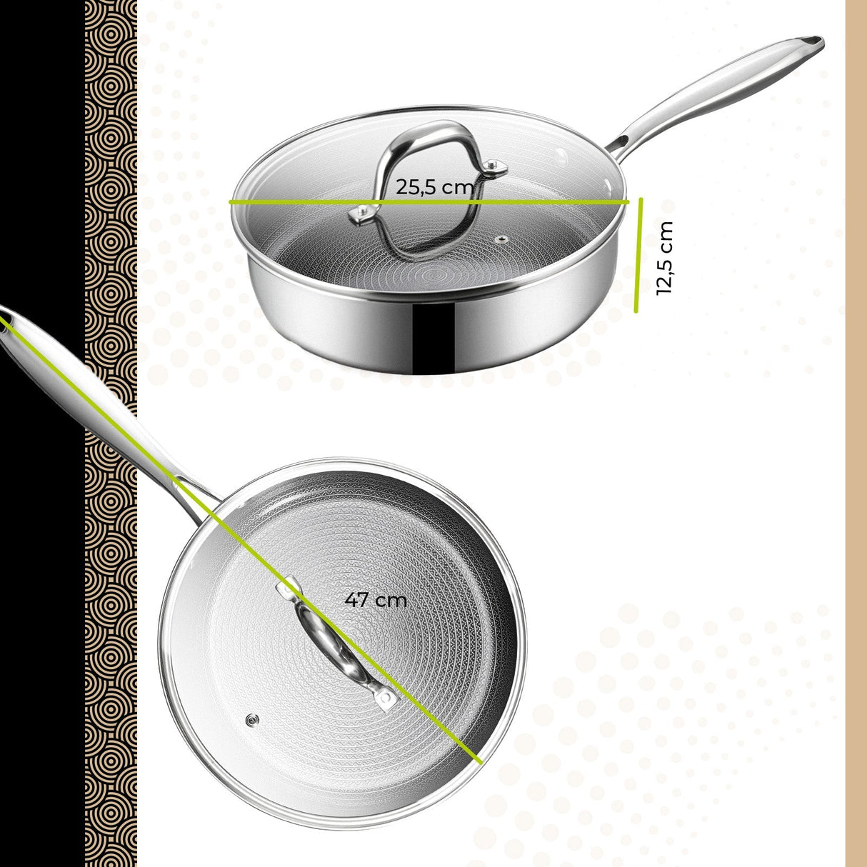 BE | LIVING CIRCLAD Series Sauté Pan with Lid 3 qt / 8.5"/ 24 cm