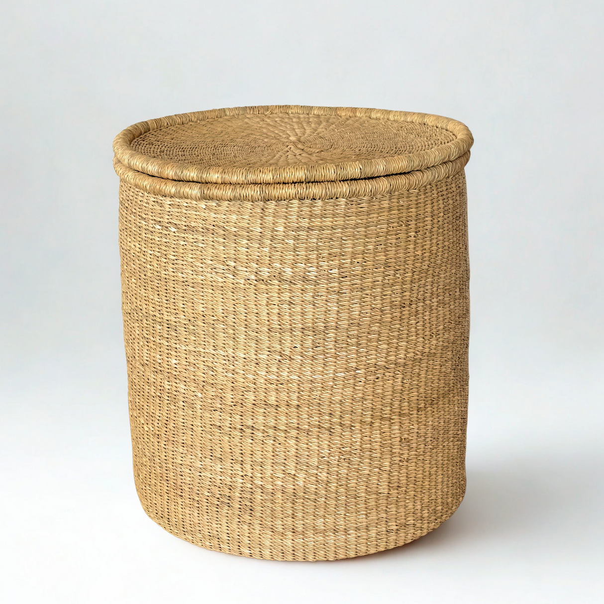 Handwoven Hamper with Lid - Natural