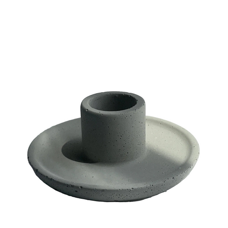 Gray concrete candle holder on a white background