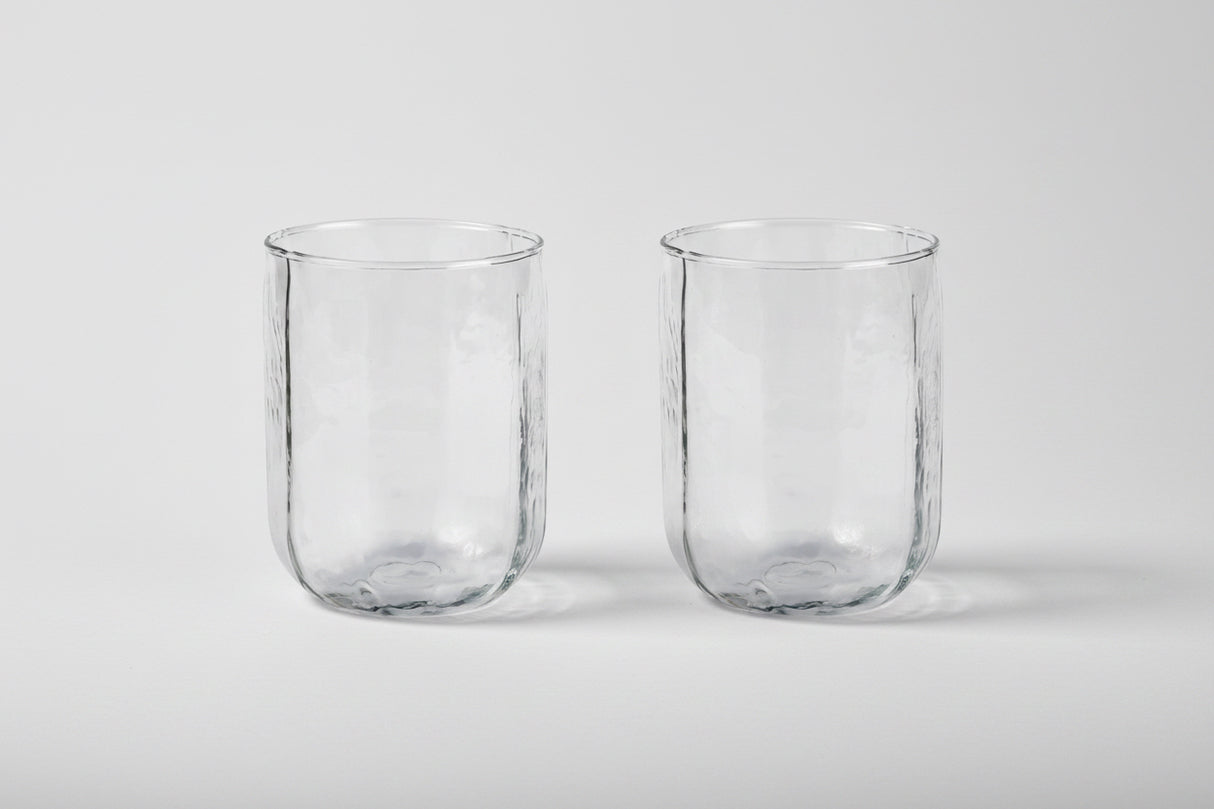 Hammered Water Glass , Natural - 4 X 3 Inches ( Set of 2 ) - Sumiye Co