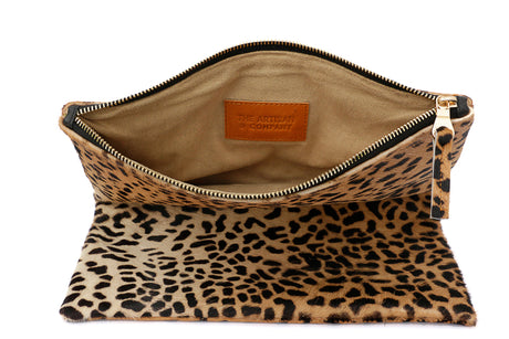 Leopard Print Leather Clutch | Ethically Sourced Hides - Sumiye Co