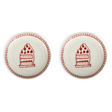 S/2 Ceramic Celebration Dessert Plate - Red