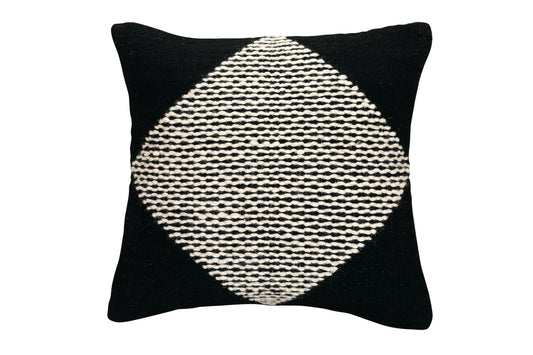GoodWeave Certified Diagonal Stripe Wool Pillow - Black, 18x18 Inch by The Artisen