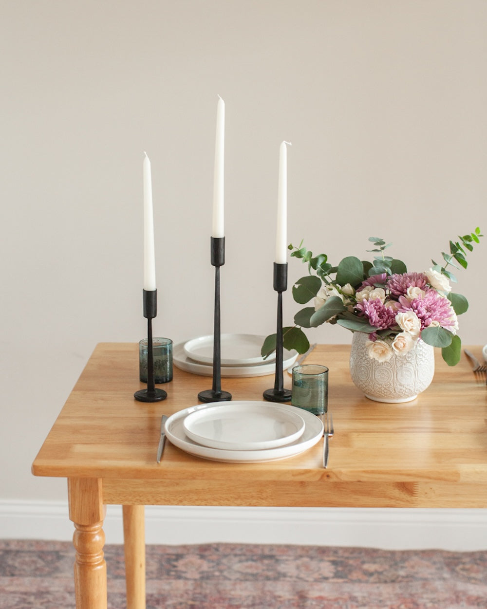 S/3 Dante Candlesticks - Black Finish - Sumiye Co
