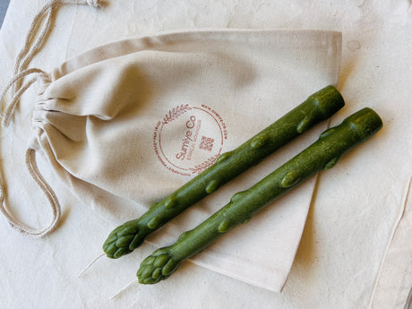 Handcrafted Asparagus Candles – Botanical Taper Candles – Set of 2 - Sumiye Co