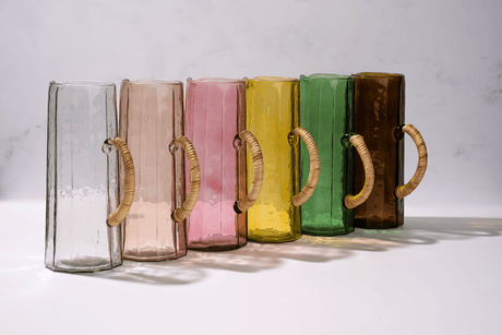 Hammered water pitcher, Brown- 6.25 x 9.5 Inches ( Set of 2 ) - Sumiye Co