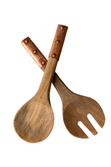 Vintage Inspired Wood Serving Utensils with Copper Strap Handles