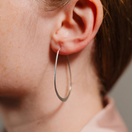 925 Silver Earrings, Handmade Gift, Minimalist Oval Earrings