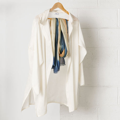 Oceana Beige Soft Linen Silk Handloom Scarf - Sumiye Co