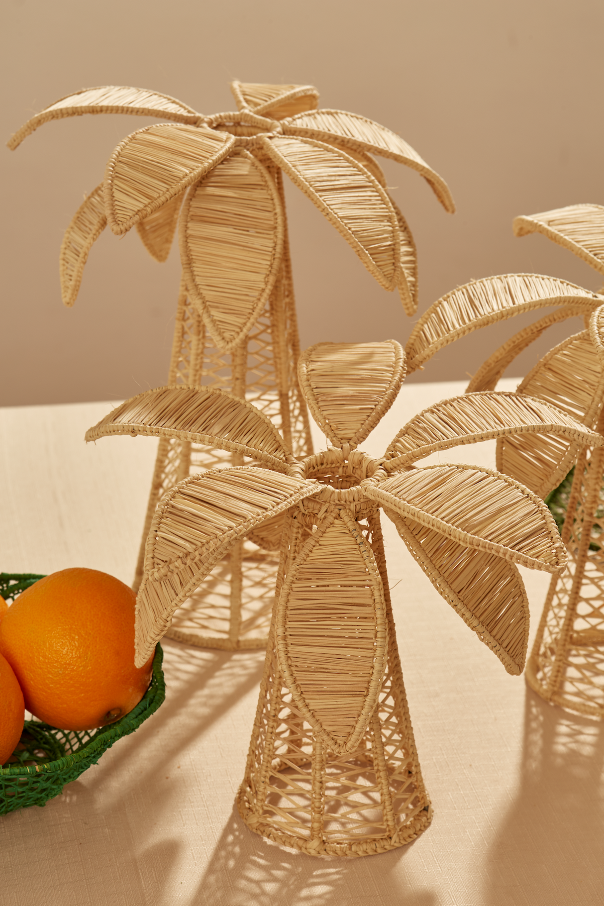 Palm Tree Woven Candle Holder - Small - Natural