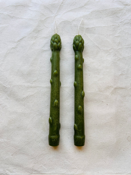 Handcrafted Asparagus Candles – Botanical Taper Candles – Set of 2 - Sumiye Co