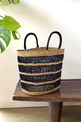 String Basket Tote - Natural & Black