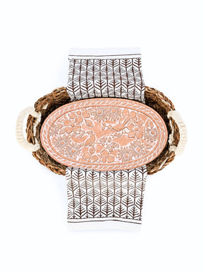 Bread Warmer & Basket Gift Set with Tea Towel - Garden Oval-5