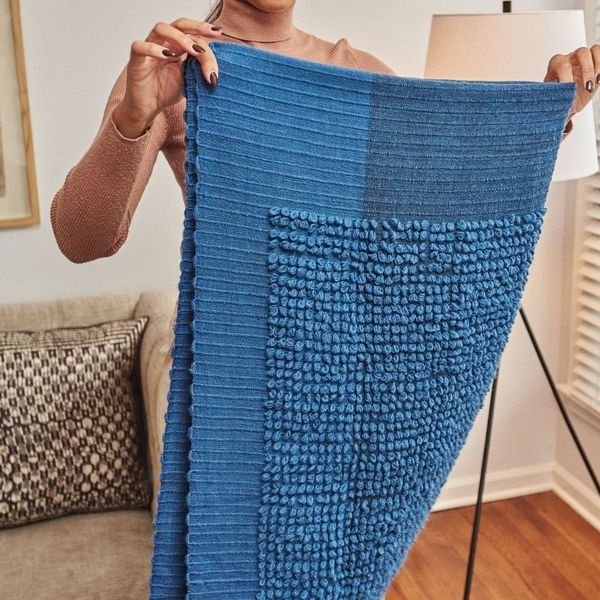 Macaroon Midnight Dark Blue Plush Textured Merino Handloom Throw - Sumiye Co