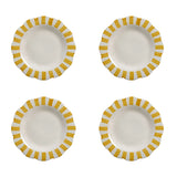 Ceramic stripe Salad Plate, Yellow- 8.25x 8.25 x 1.25 Inches ( Set of 4 )