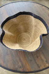 Handwoven Wave Basket - Natural w/ Black Accent