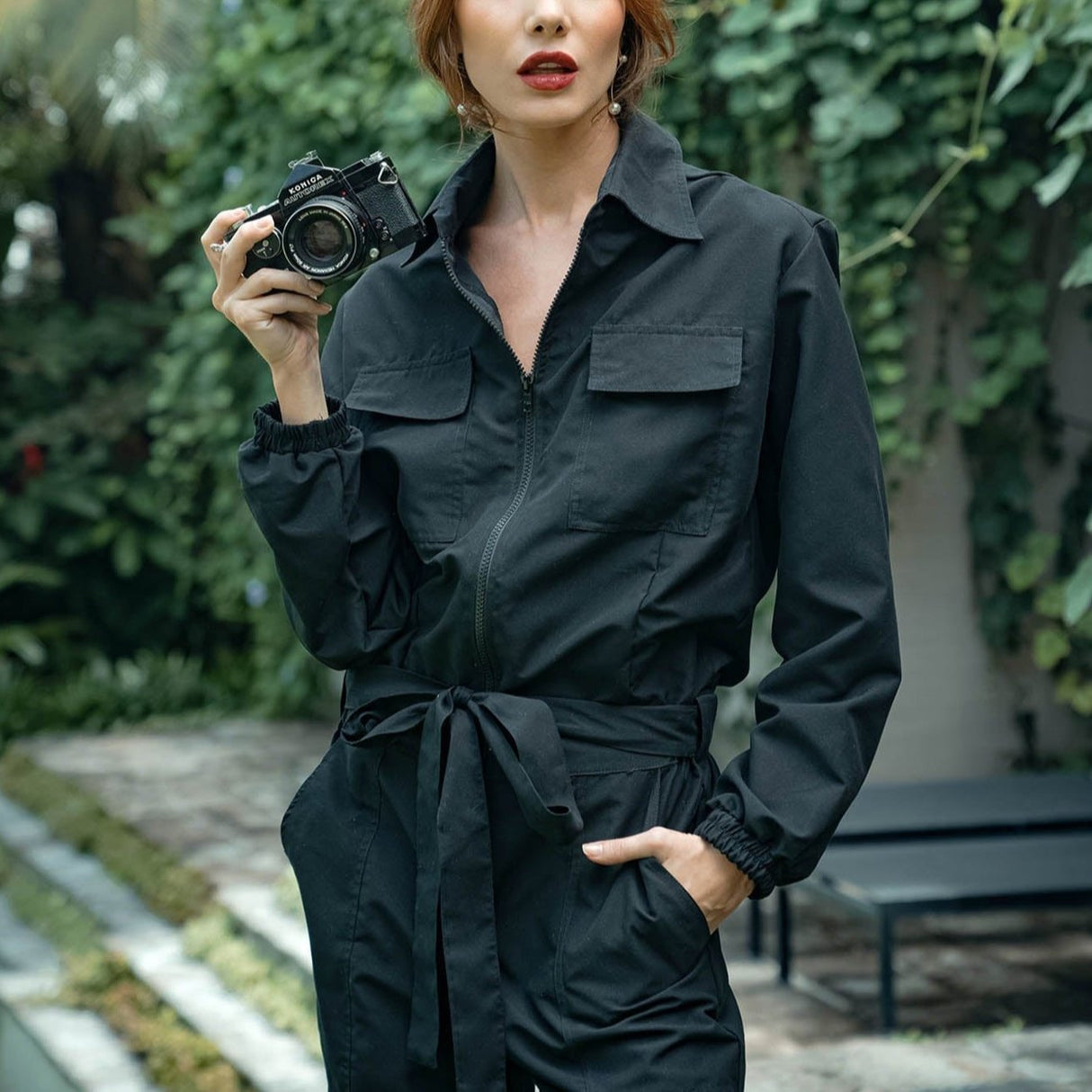 Amelia Recycled Travel Jumpsuit Black - Sumiye Co