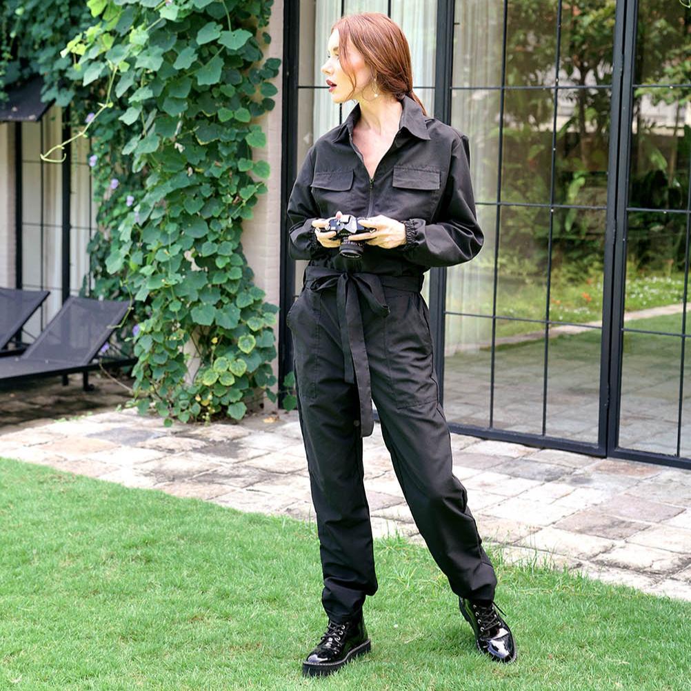 Amelia Recycled Travel Jumpsuit Black - Sumiye Co