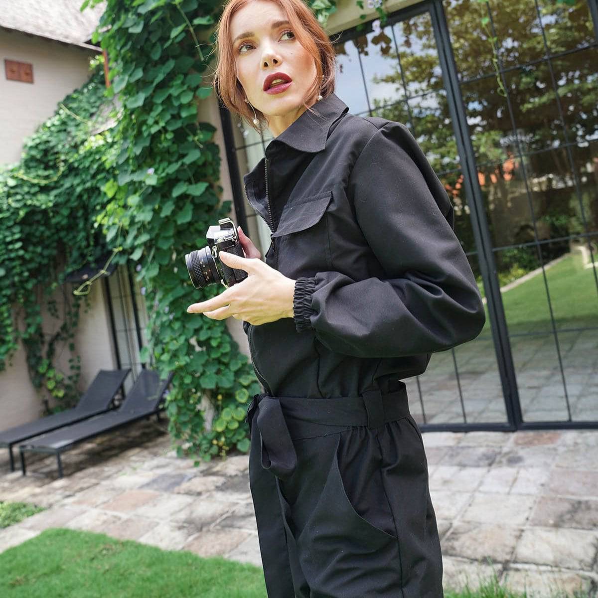 Amelia Recycled Travel Jumpsuit Black - Sumiye Co