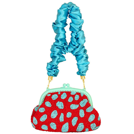 Hand-beaded Clutch Bag In Red & Turquoise - Sumiye Co