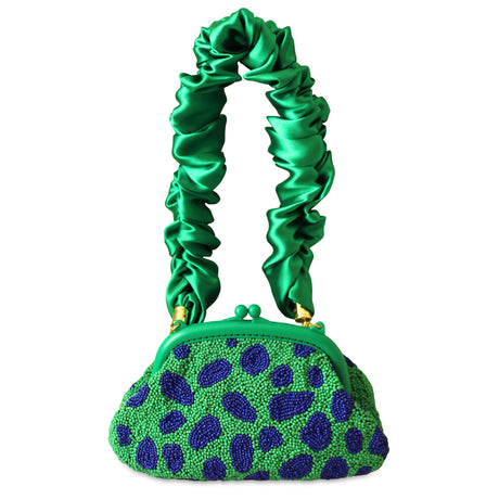 Hand-beaded Clutch Bag In Lush Green & Blue - Sumiye Co