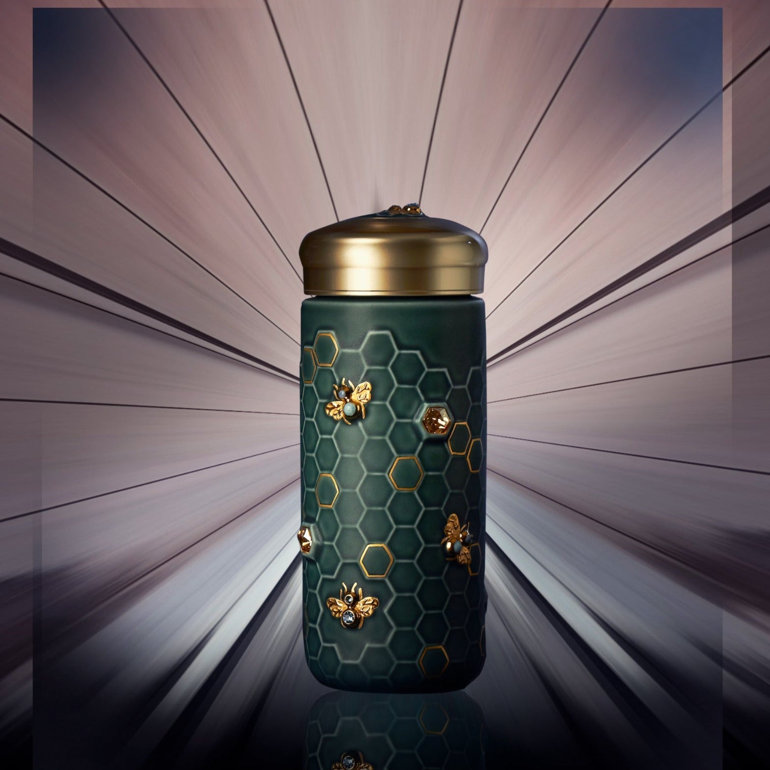 Ceramic Travel Mug | Honey Bee & Crystals - Hand Painted (12 oz)-10
