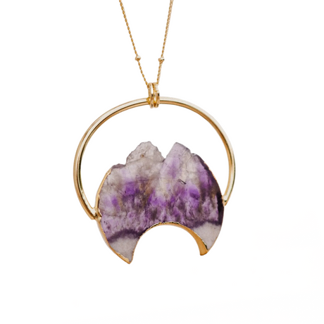 Amethyst Necklace, Gold Plated Necklace, Moon Necklace, Unique Gift by Phoebe`s - Sumiye Co