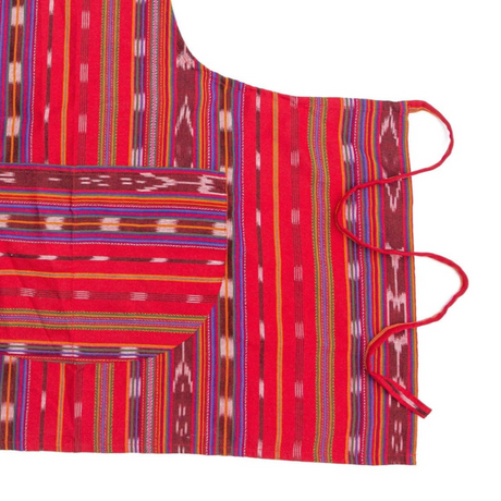 Colorful striped apron with a pattern on a white background