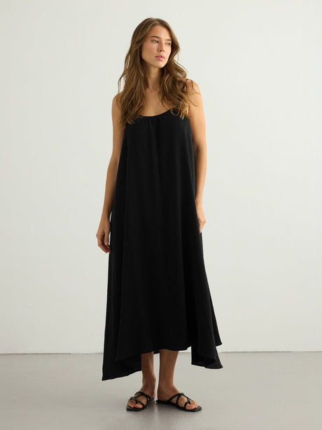 Aura Low Back Maxi Dress - Black - Sumiye Co