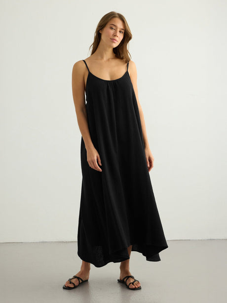 Aura Low Back Maxi Dress - Black - Sumiye Co