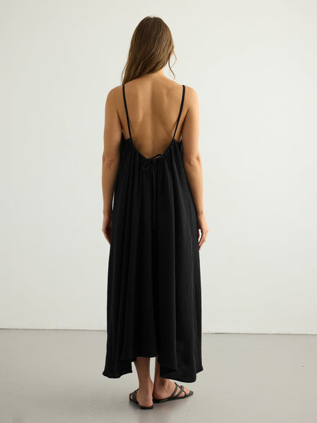 Aura Low Back Maxi Dress - Black - Sumiye Co