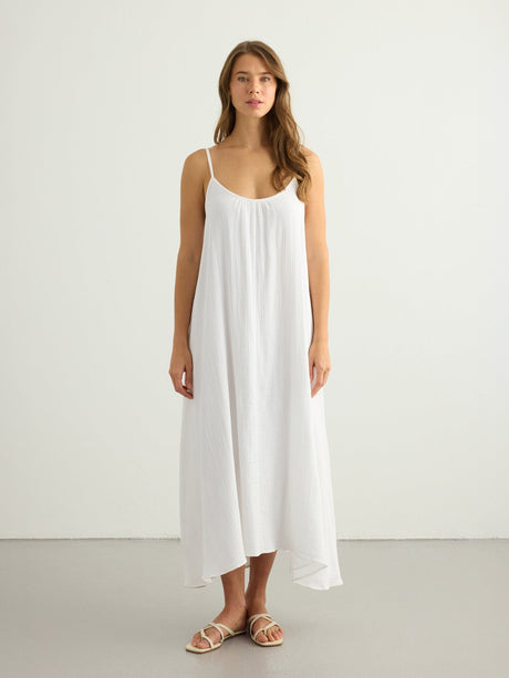 Aura Low Back Maxi Dress - White - Sumiye Co