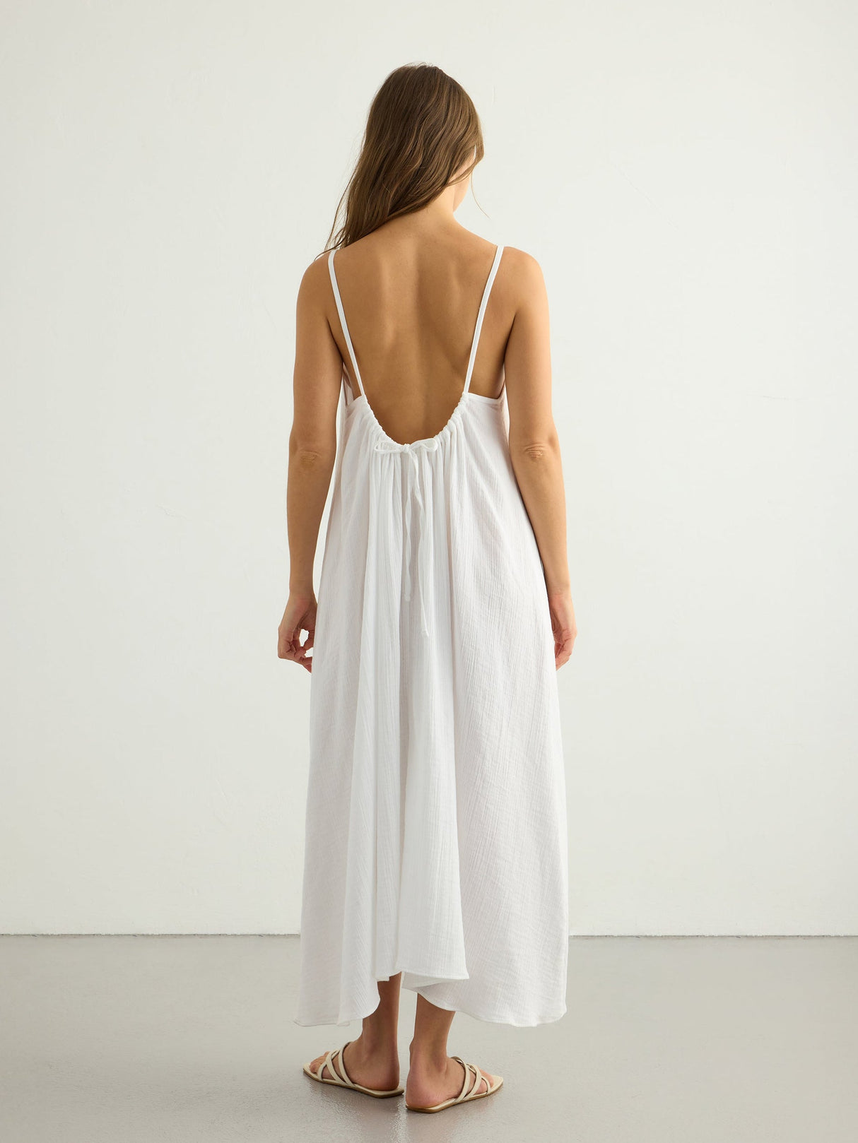 Aura Low Back Maxi Dress - White - Sumiye Co