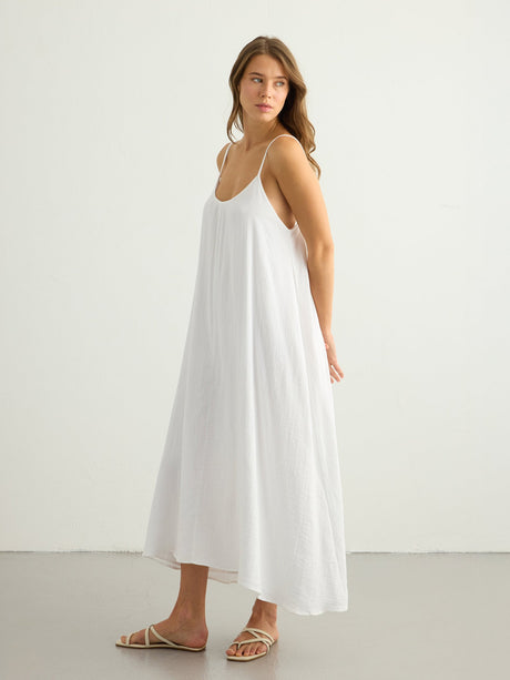 Aura Low Back Maxi Dress - White - Sumiye Co
