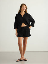 Aura Drawstring Shorts - Black - Sumiye Co