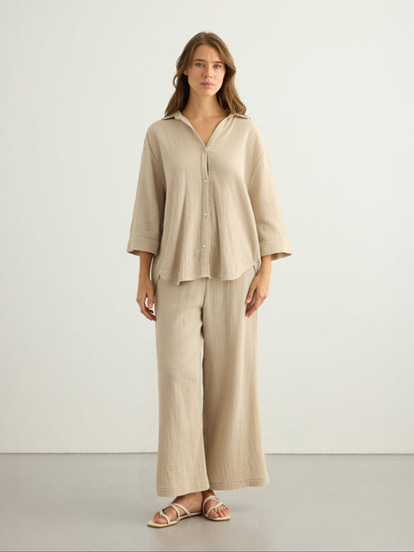 Aura Maxi Shirt - Oatmeal - Sumiye Co
