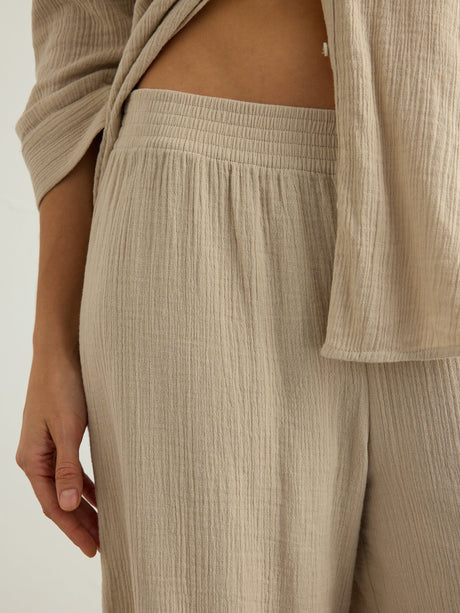 Aura Palazzo Pants - Oatmeal - Sumiye Co