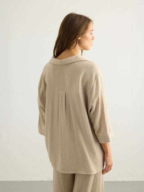 Aura Maxi Shirt - Oatmeal - Sumiye Co