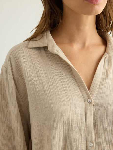 Aura Maxi Shirt - Oatmeal - Sumiye Co