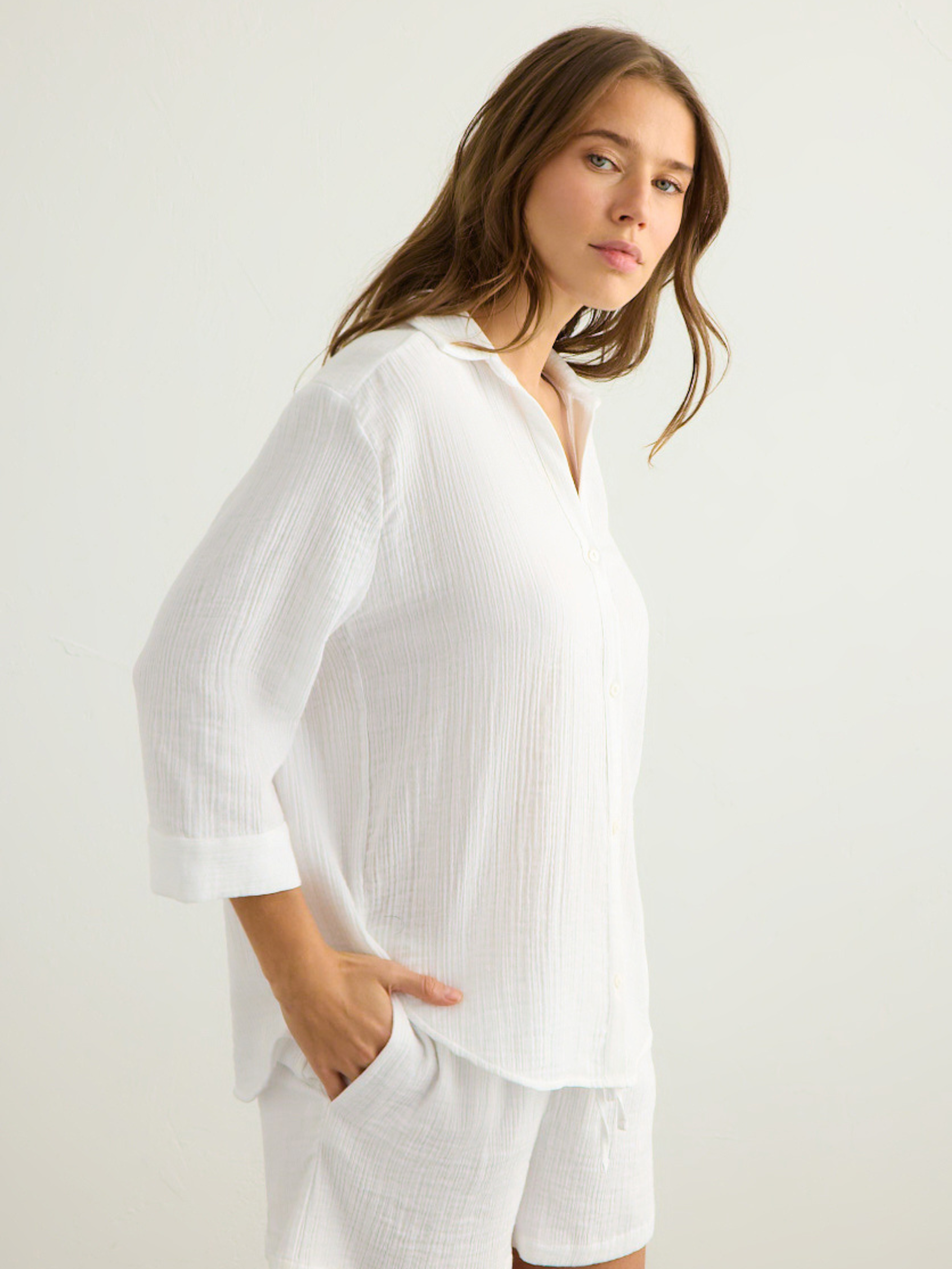 Aura Drawstring Shorts - White - Sumiye Co